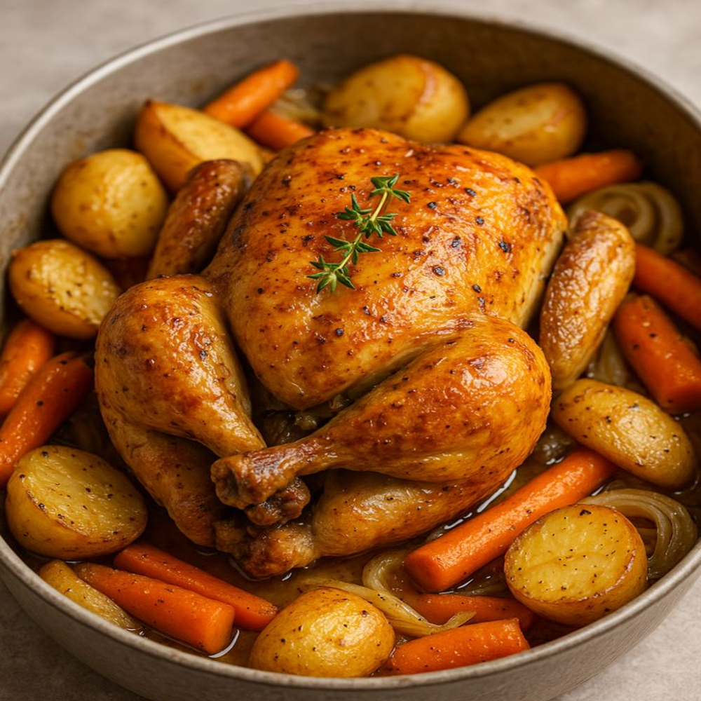 Roasted chicken with vegetables